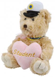 Studentnalle (beige) med rosa hjärta