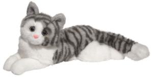 Katt Grårandig (liggande), 40cm från Douglas Mjukisdjur säljs på Nalleriet.se