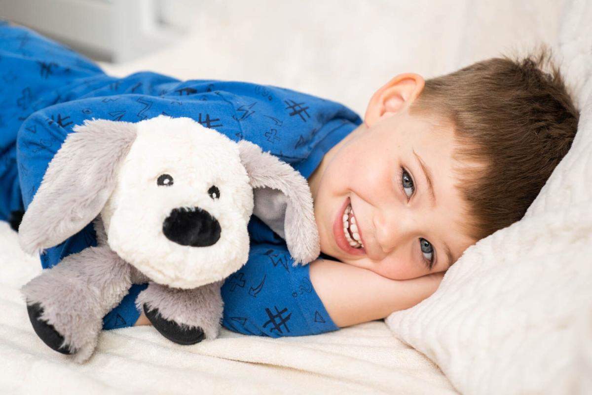 Värmenalle Valpen Valdemar (tvättbar) från Habibi Plush (micronalle) säljs på Nalleriet.se
