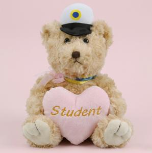 Studentnalle (beige) med rosa hj&auml;rta