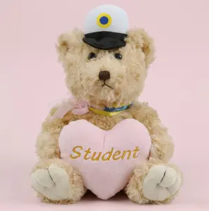 Studentnalle (beige) med rosa hj&auml;rta