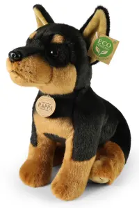 Dobermann, sittande, fr&aring;n Rappa Toys s&auml;ljs p&aring; Nalleriet.se