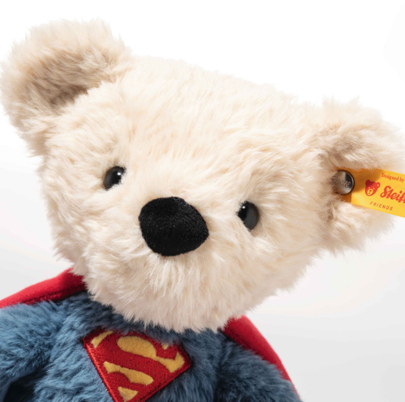 Superman Teddybjörn, 29cm, Steiff säljs på Nalleriet.se
