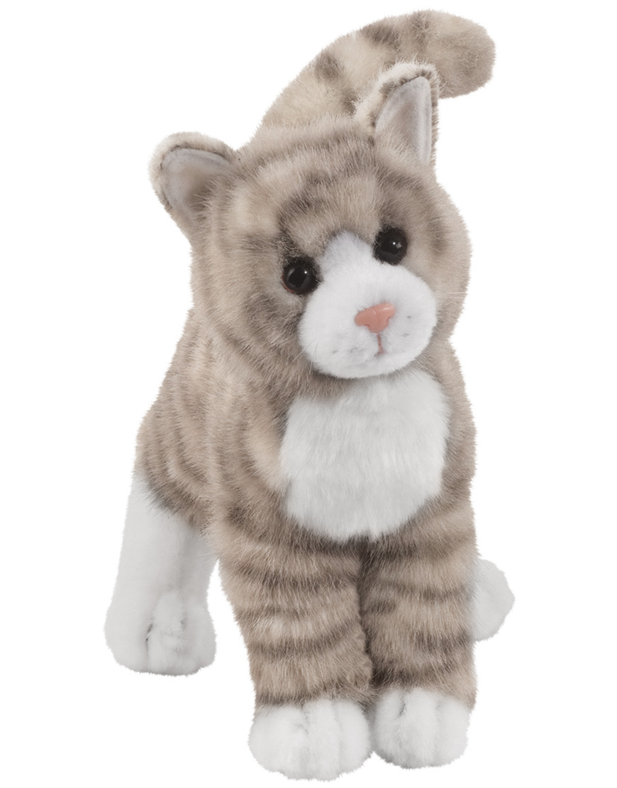 Gråtabby huskatt, 25cm från Douglas Mjukisdjur säljs på Nalleriet.se