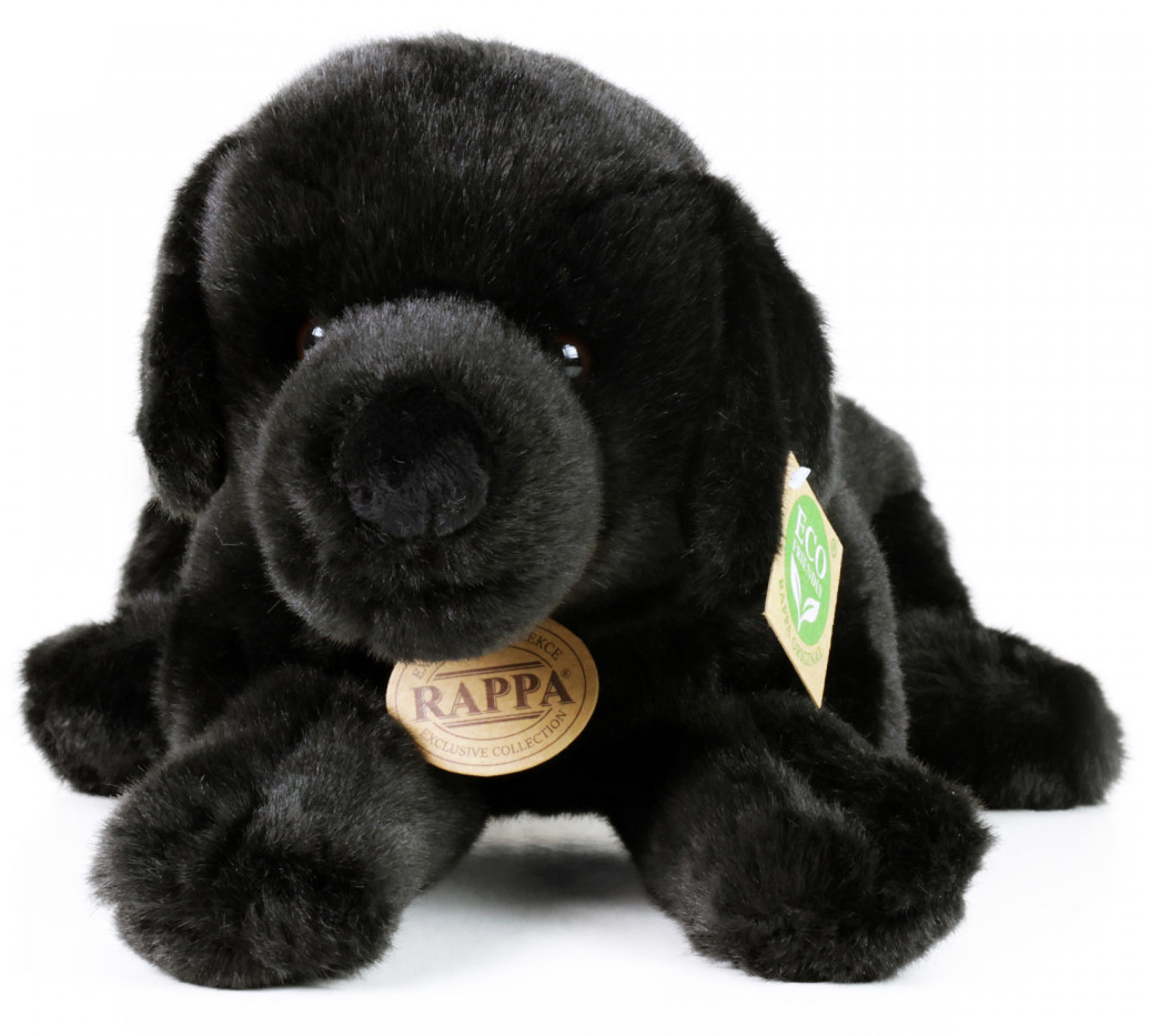 Labrador, svart (liggande) från Rappa Toys säljs på Nalleriet.se