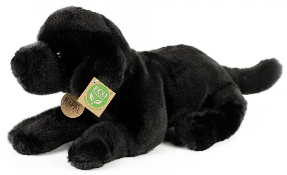 Labrador, svart (liggande) från Rappa Toys säljs på Nalleriet.se