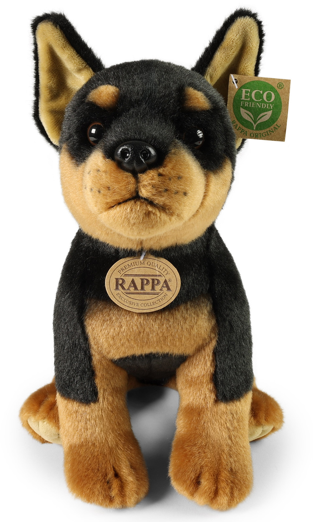 Dobermann, sittande, från Rappa Toys säljs på Nalleriet.se