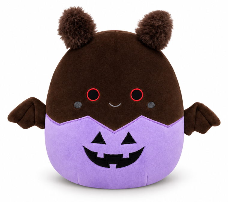 Squishmallows Halloween Perkin fladdermus med lila pumpamotiv 19 cm