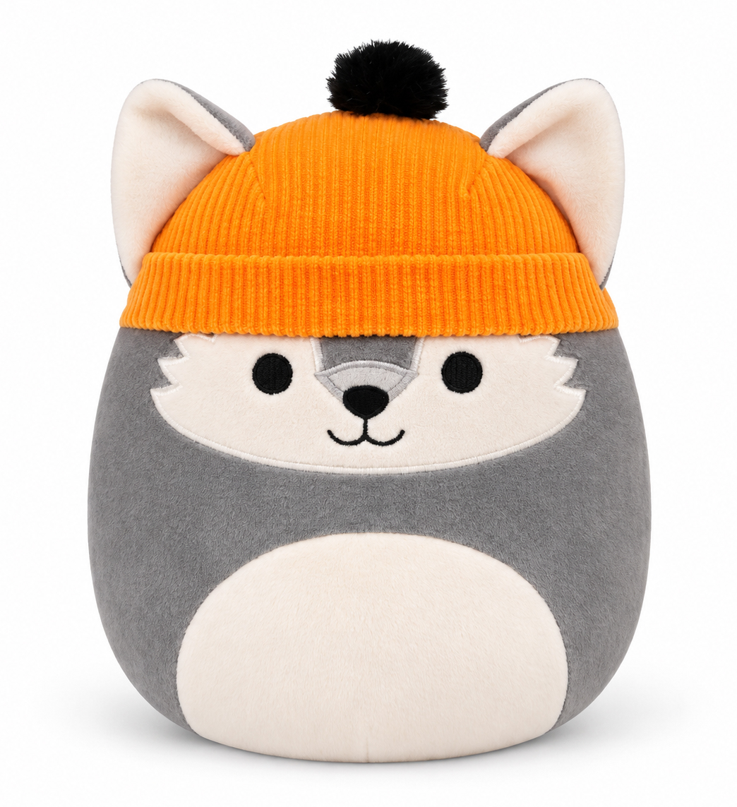 Squishmallows Halloween Willy grå varg med orange mössa 19 cm