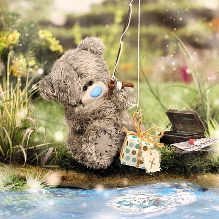 3D-Kort (Födelsedag), Nalle fiskar paket - Me To You
