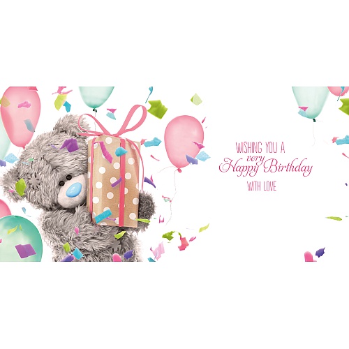 3D-Kort (Födelsedag), Nalle med födelsedagspresent - Me To You