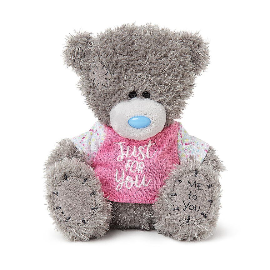 Nalle Just for you, 10cm, rosa blommig t-shirt, Me to you (Miranda nalle) sljs p Nalleriet.se