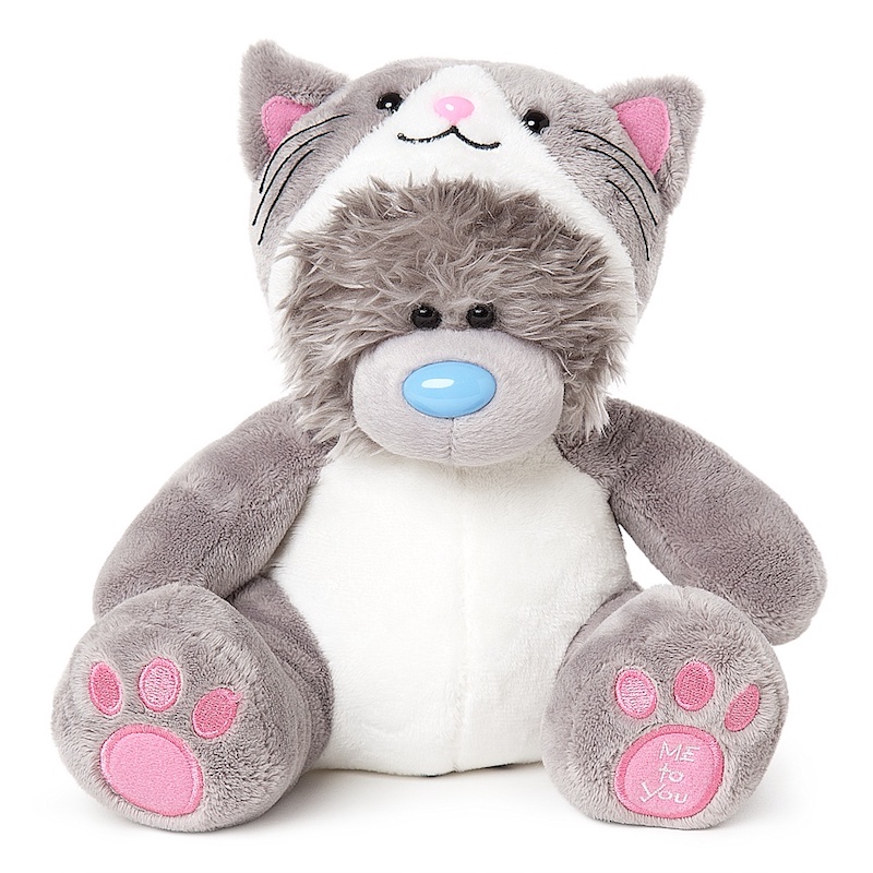 Nalle klädd som en katt, 20cm