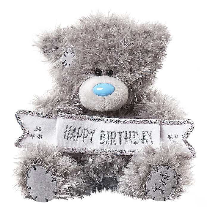 Nalle med födelsedagsbanner, 20cm