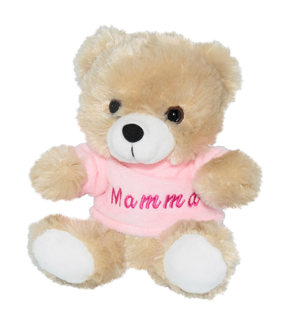 Nalle med rosa Mamma-trja