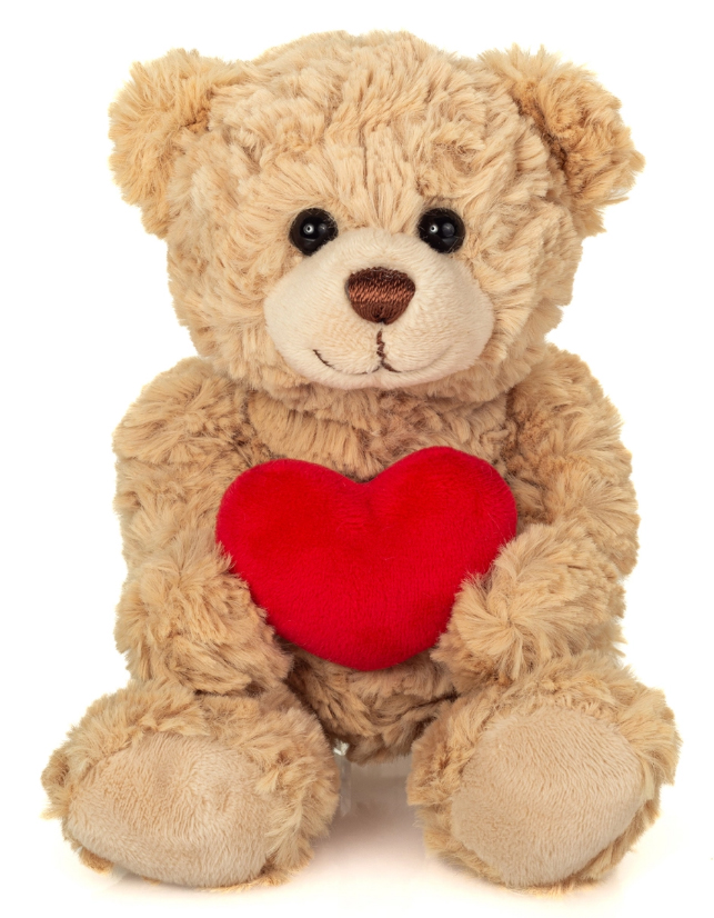 Beige nalle med hjärta från Teddy Hermann säljs på Nalleriet.se