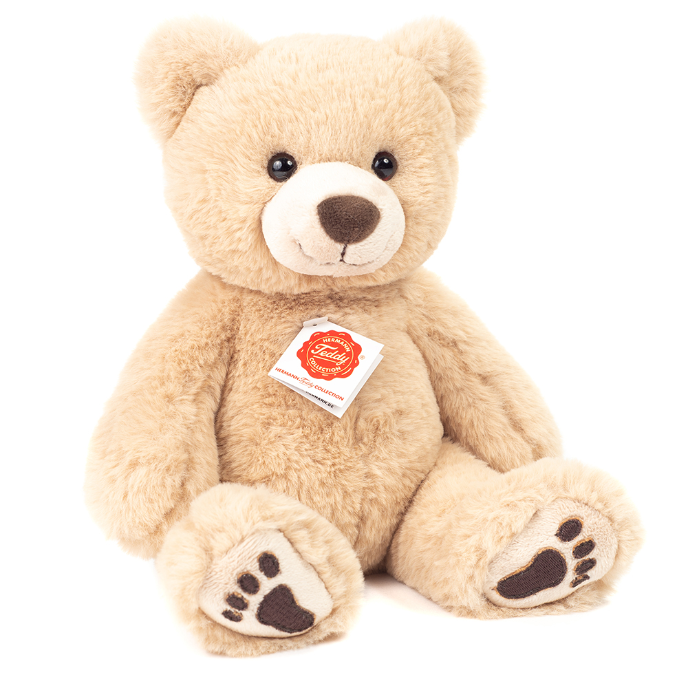 Teddybjörn med broderade tassar, 31cm, beige, säljs på Nalleriet.se