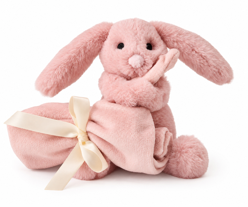 Kanin med snuttefilt, rosa, från Teddy Hermann säljs på Nalleriet.se