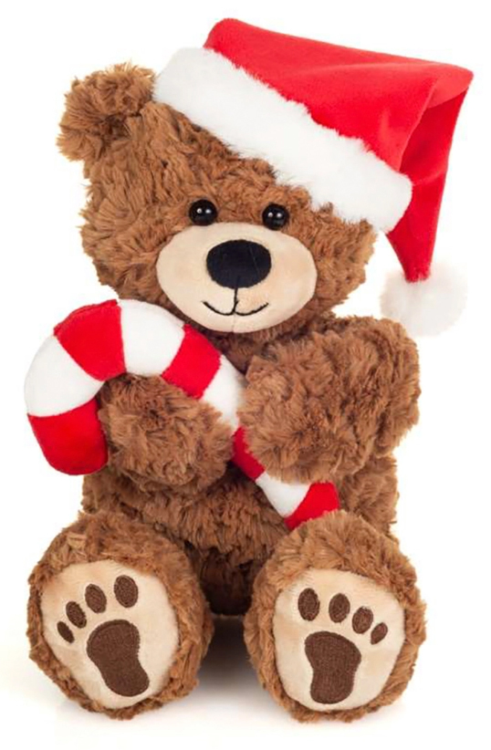 Christmas Teddy, med polkakäpp, från Teddy Hermann säljs på Nalleriet.se