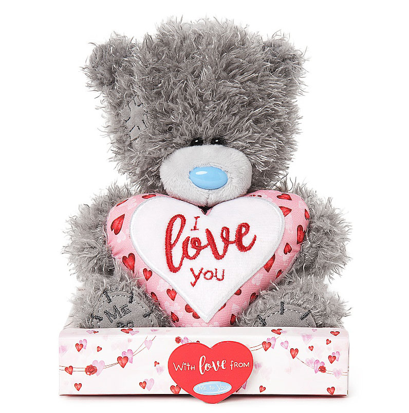 Nalle I Love You p hjrta (rosa, vitt, rtt), 15cm - Me To You