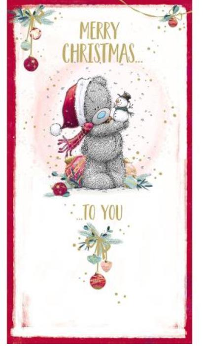 Julkort Merry Christmas (nalle med snögubbe) - Me To You | Nalleriet.se