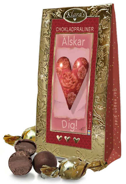 Älskar dig - Lyxiga chokladpraliner (Guld, rosa, röd ask)