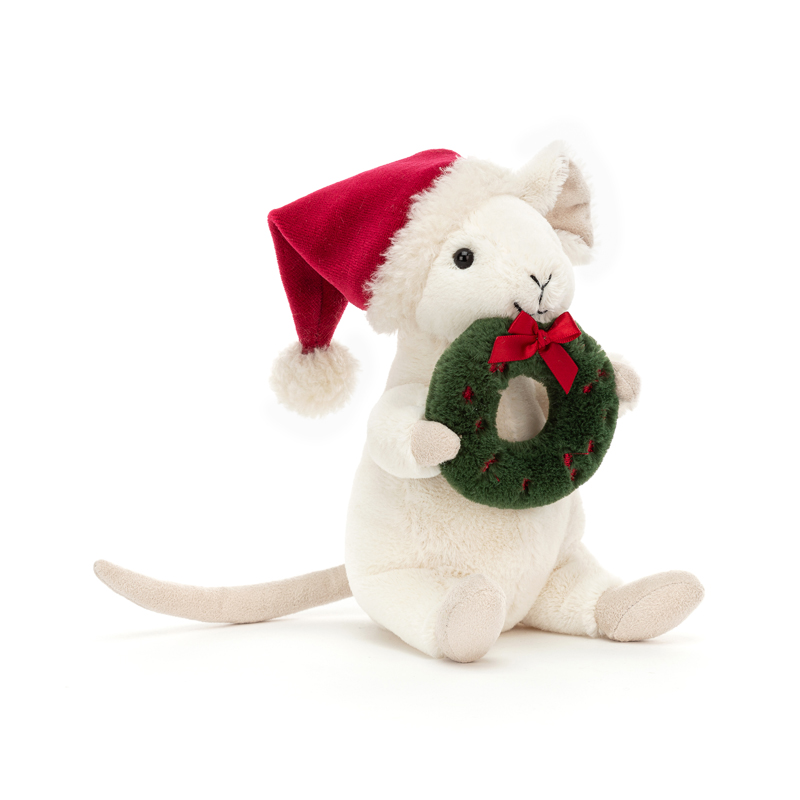 Merry Mouse med julkrans från Jellycat