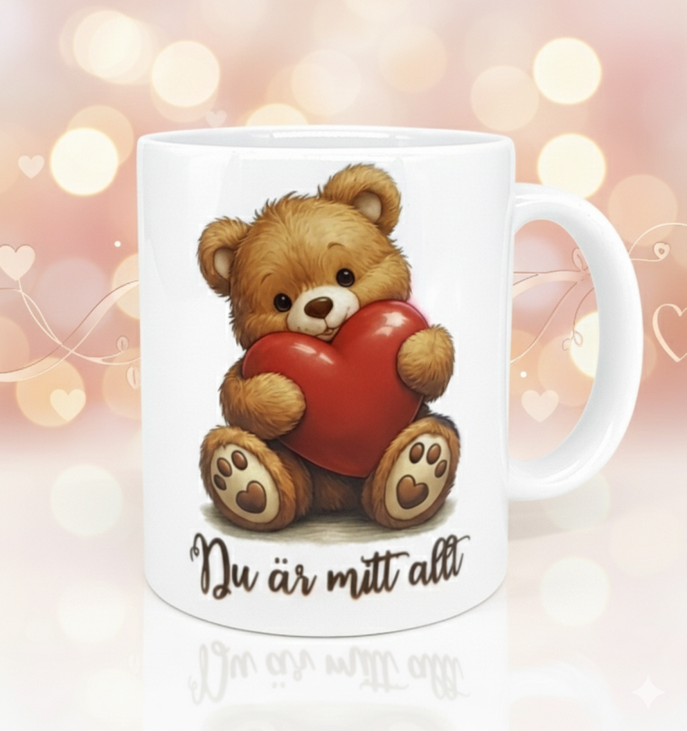 Mugg Du är mitt allt med teddybjörnsmotiv