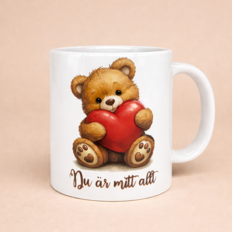 Mugg Du är mitt allt med teddybjörnsmotiv