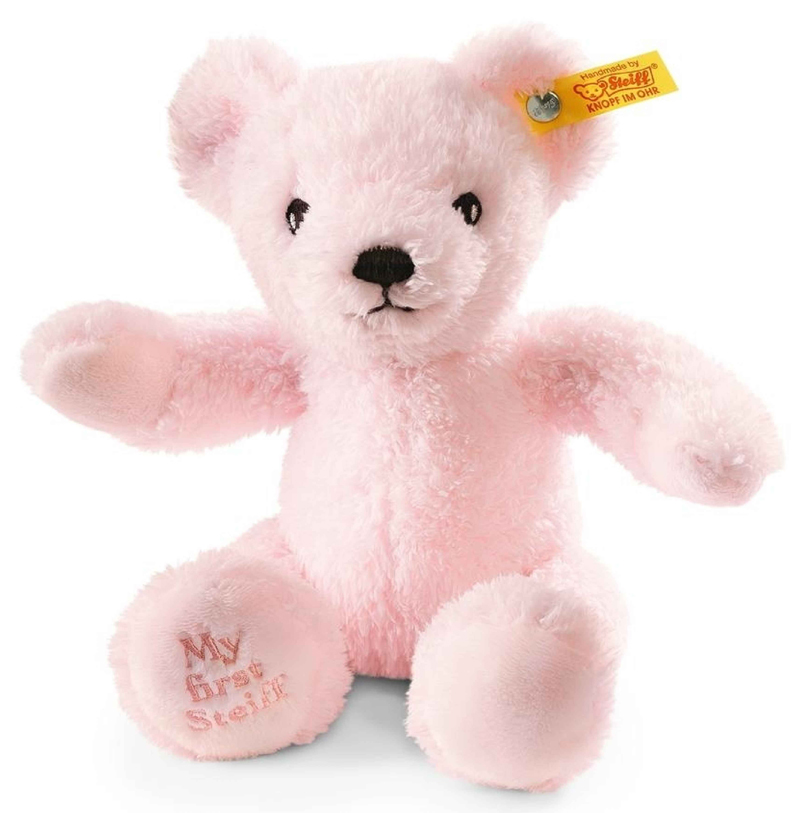 My first Steiff, rosa, 25cm frn Steiff sljs p Nalleriet.se