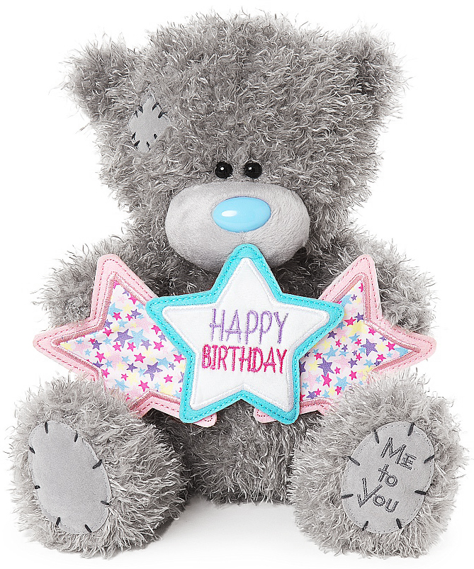 Nalle, Happy Birthday på stjärnbanner, 25cm - Me To You