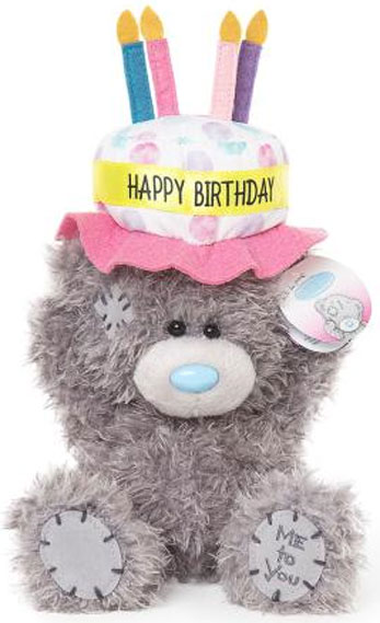 Nalle Happy Birthday på hatt, 15cm - Me To You (Miranda Nalle)